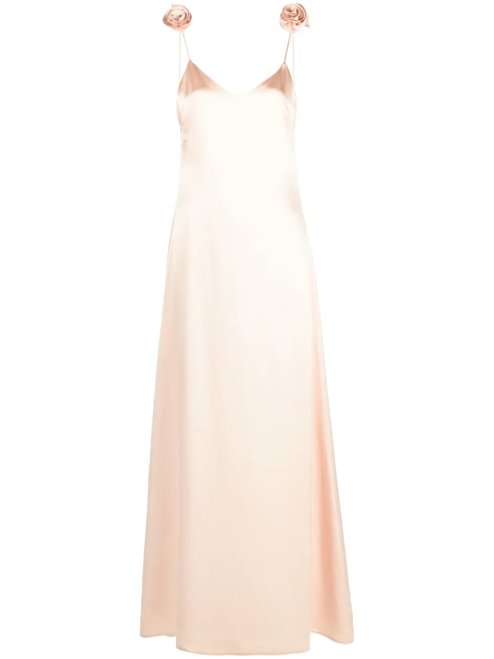 Floral-Appliqué Silk Maxi Dress