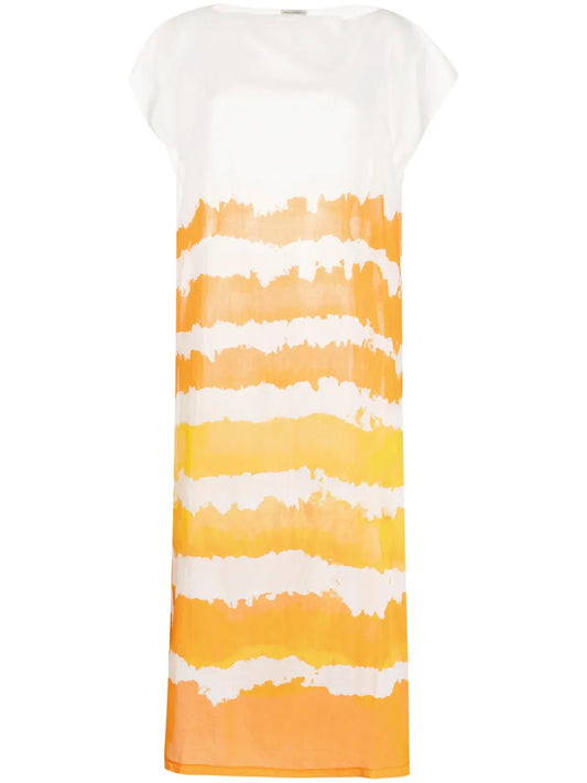 Cap-Sleeve Cotton Long Dress