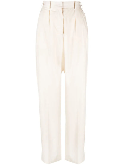 High-Waisted Cotton Trousers