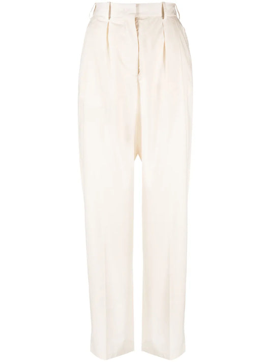 High-Waisted Cotton Trousers