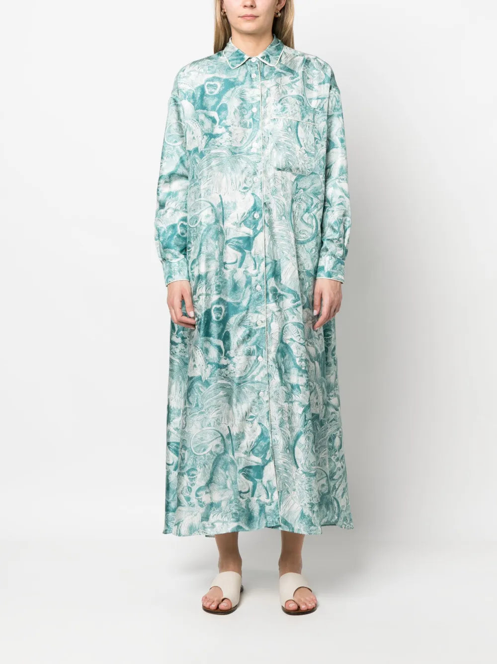 Forest-Print Shirt Dress