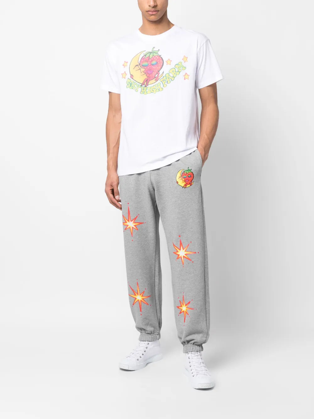 Illustration-Style Print Track Pants