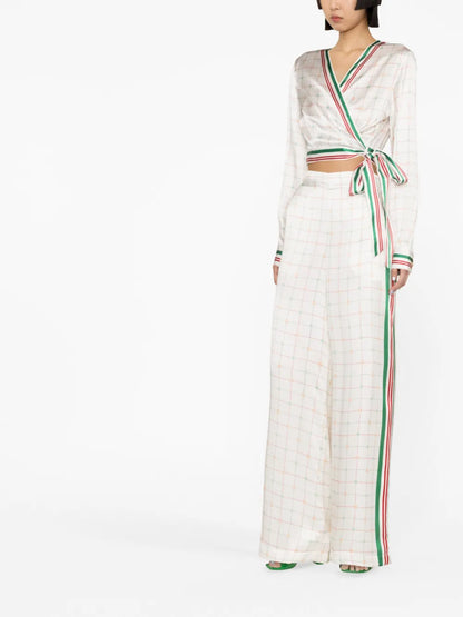 Printed Wrap Crop Top