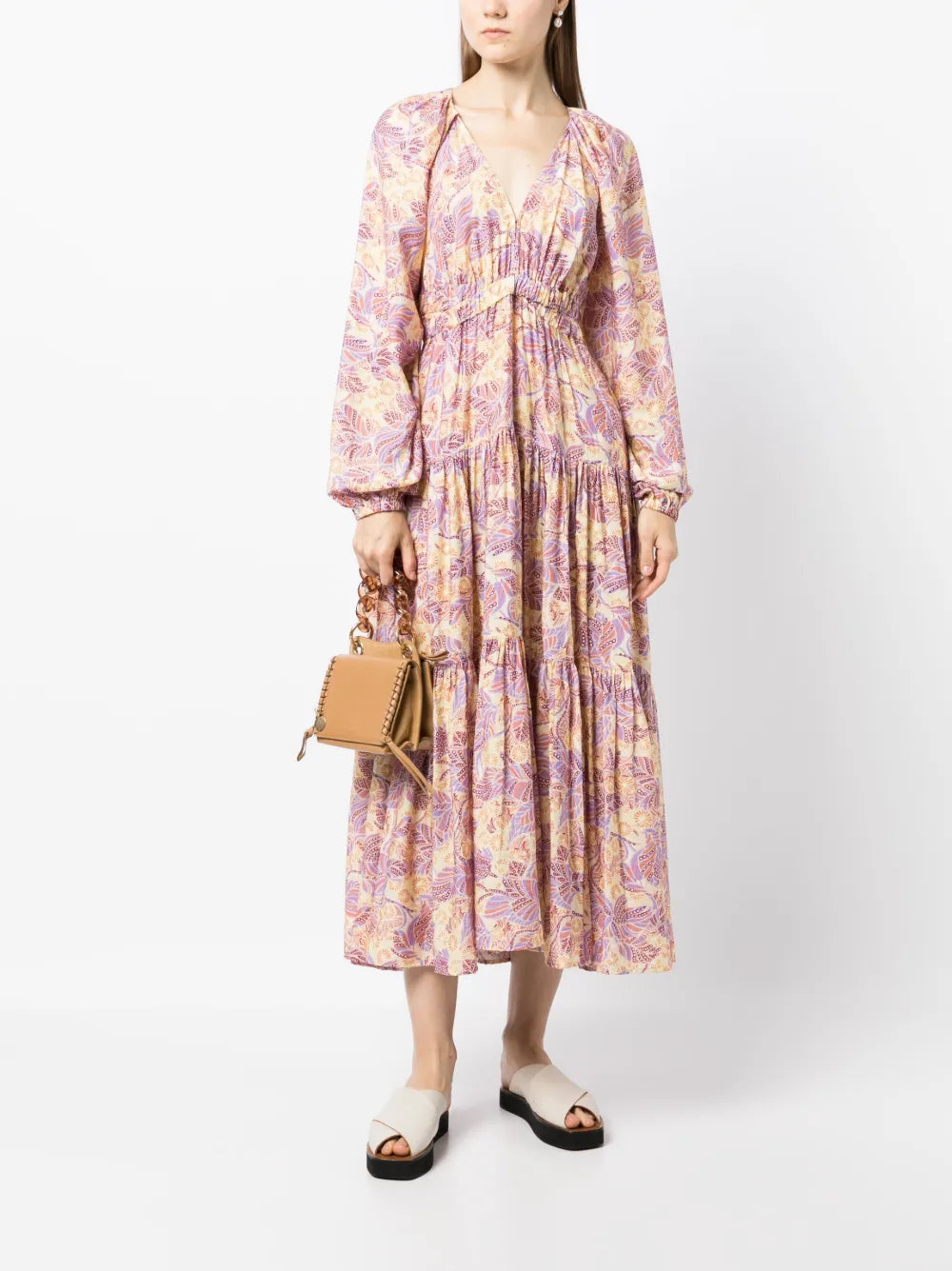 Iman Floral-Print Ruffled Dress