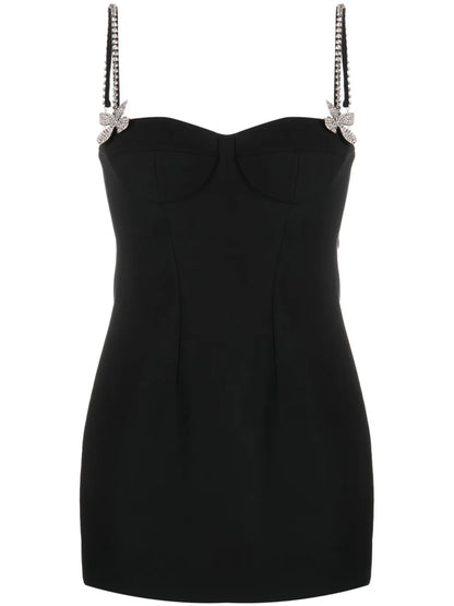Butterfly Crystal-Embellished Mini Dress