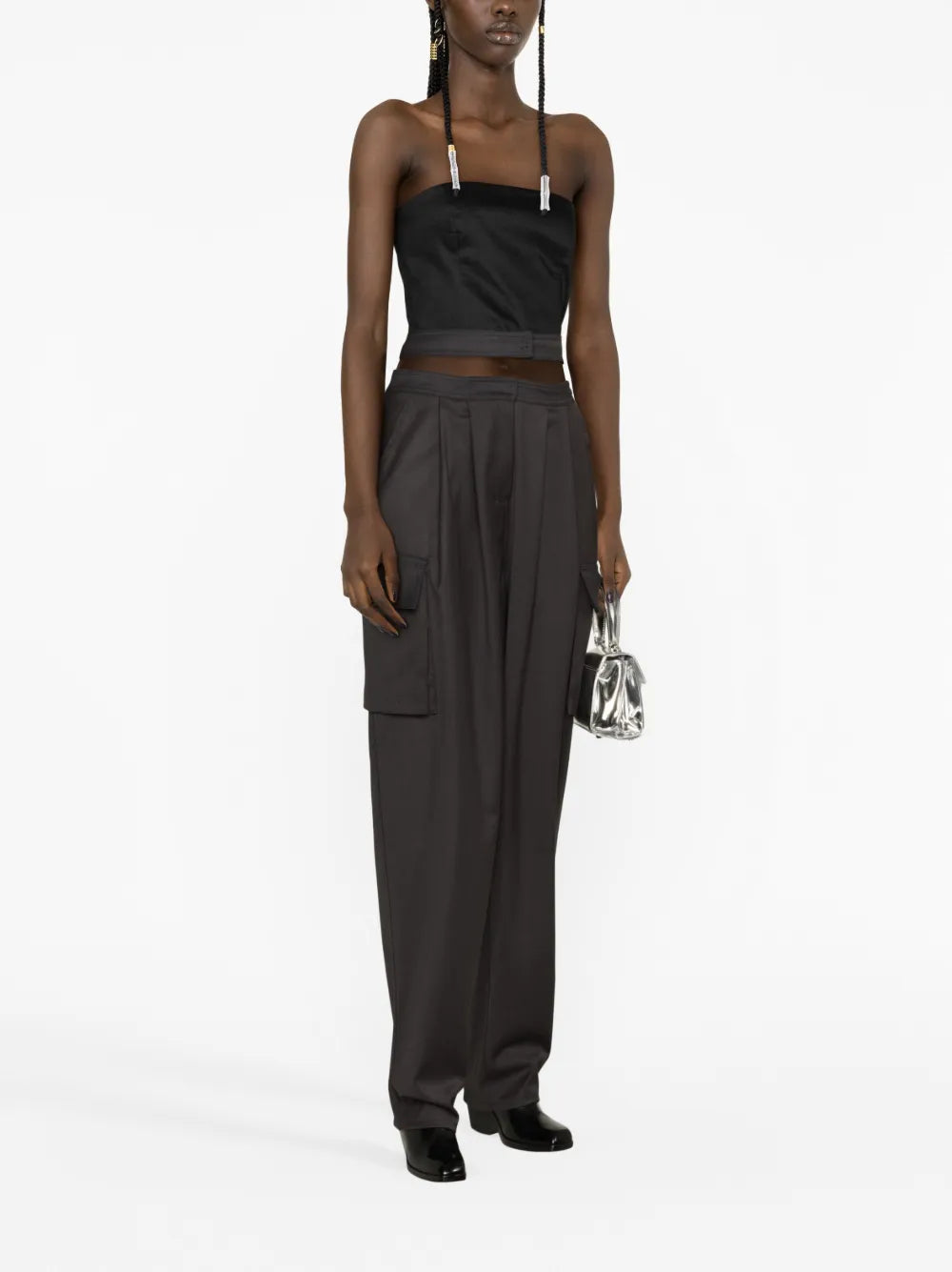 Pleated Cut-Out Cargo Trousers
