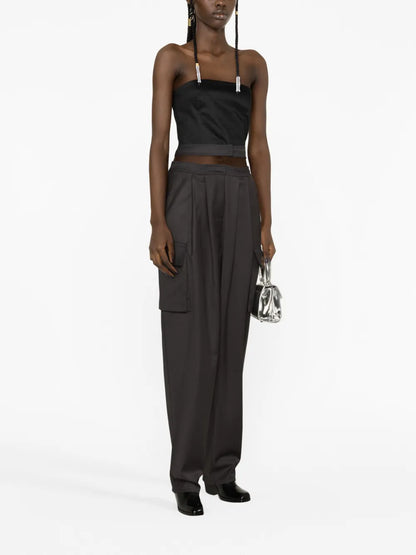 Pleated Cut-Out Cargo Trousers