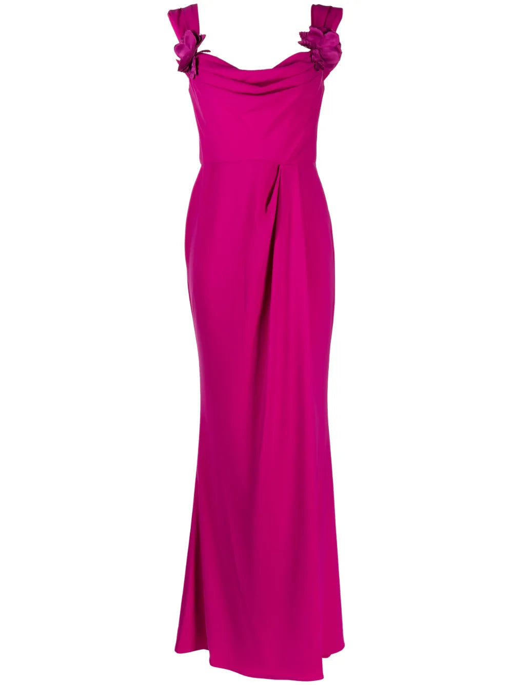 Flower-Applique Sleeveless Gown