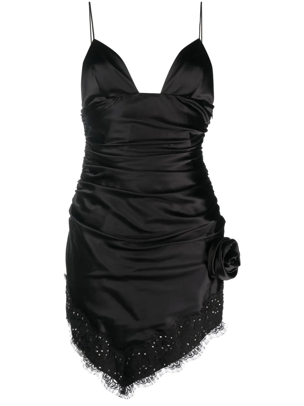 Rose-Appliqué Asymmetric Minidress