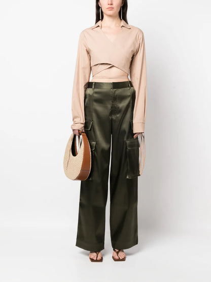 Cropped Wrap Blouse