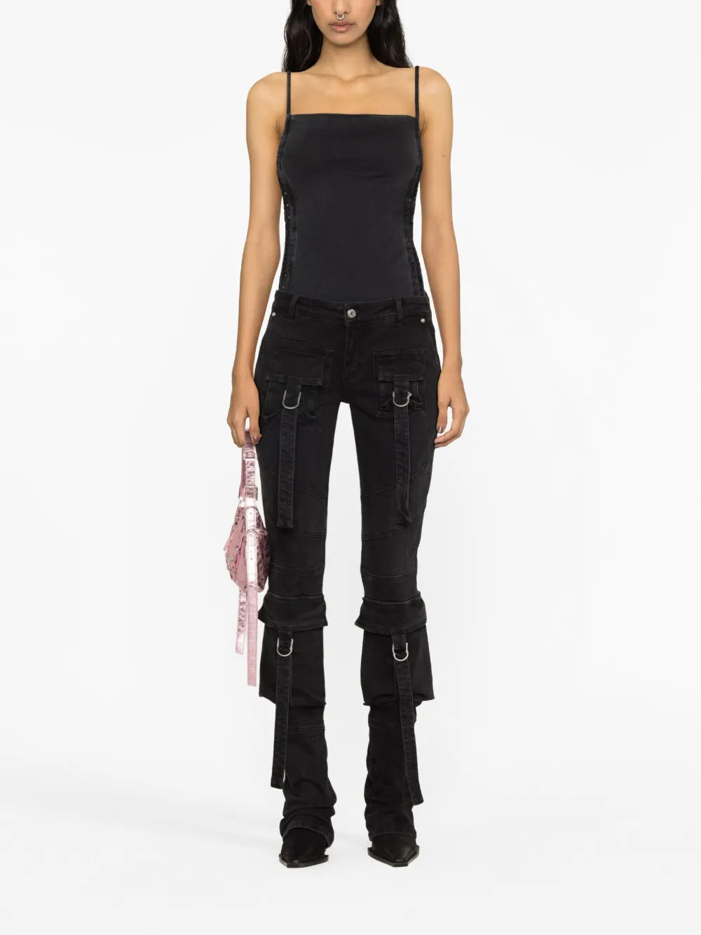Logo-Patch Denim Bodysuit