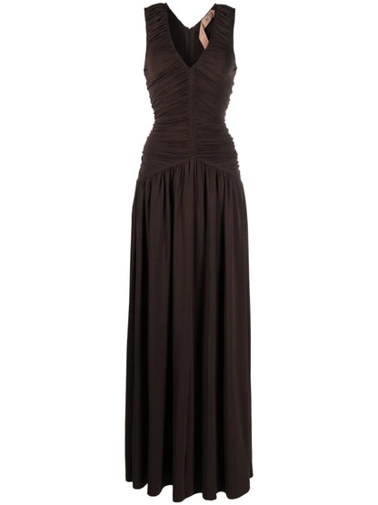 Sleeveless Ruched Long Dress