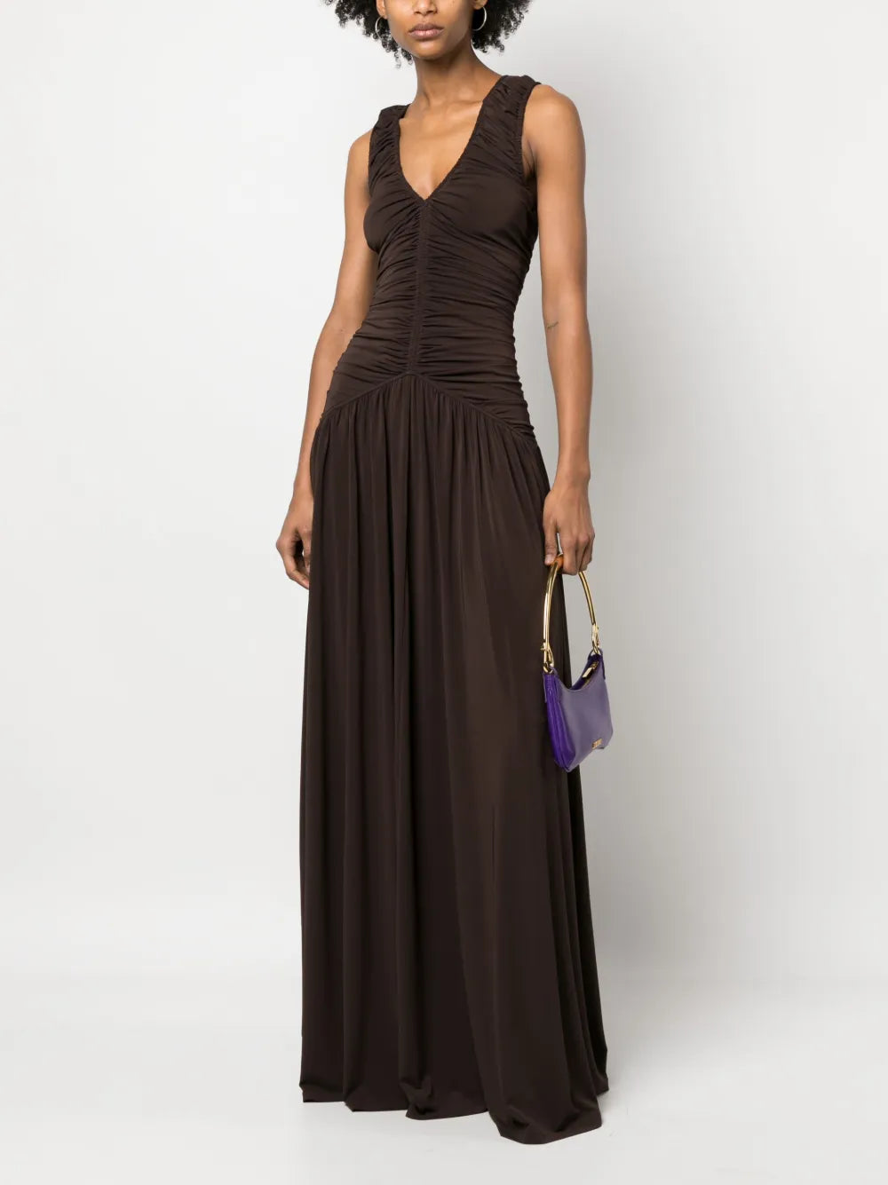 Sleeveless Ruched Long Dress