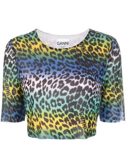 Leopard-Print Crop T-Shirt