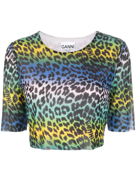 Leopard-Print Crop T-Shirt