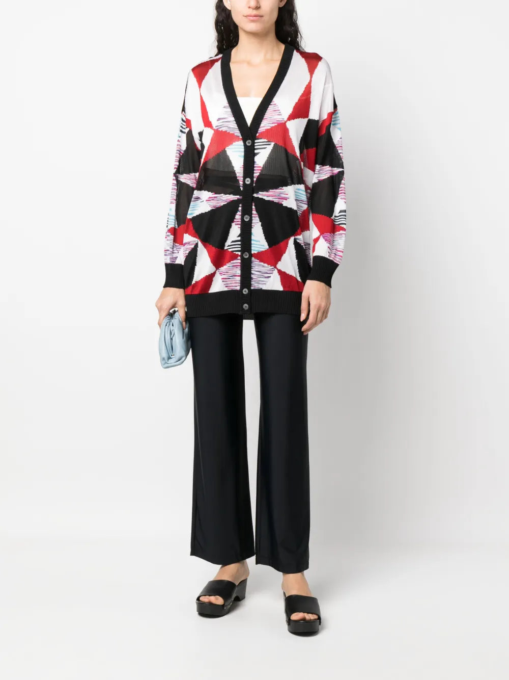Intarsia Knit-Pattern Cardigan