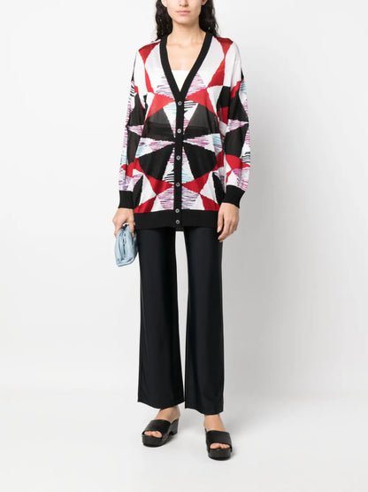 Intarsia Knit-Pattern Cardigan