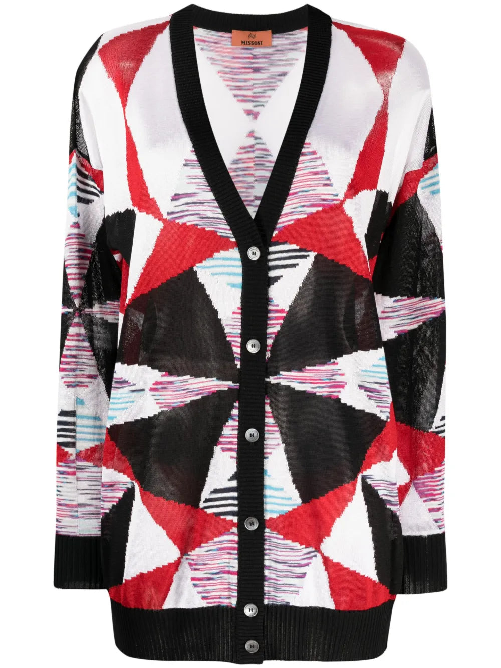 Intarsia Knit-Pattern Cardigan