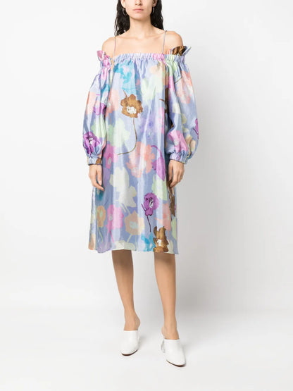 Priscilia Floral-Print Off-Shoulder Dress
