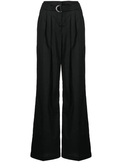 Belted High-Waist Trousers