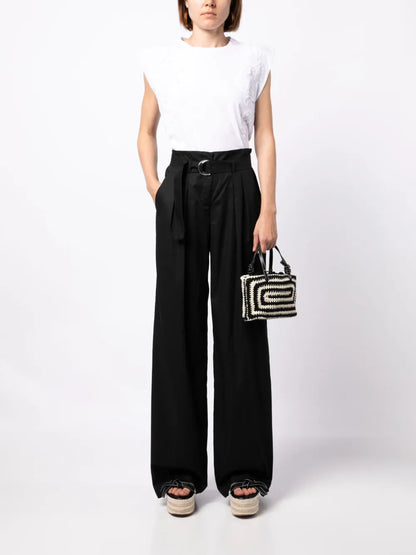 Belted High-Waist Trousers