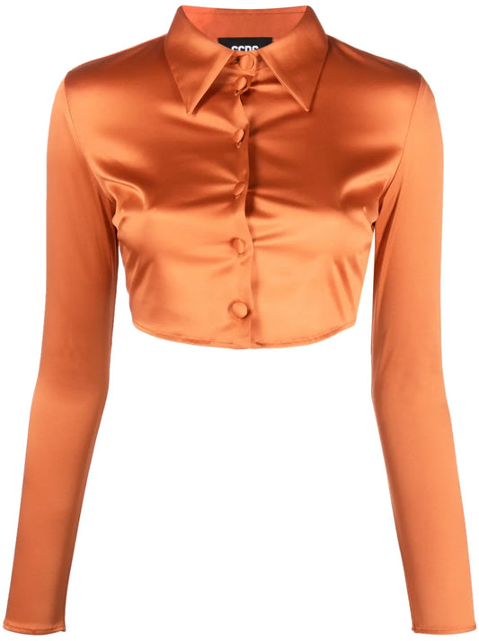 Cropped Satin Shirt