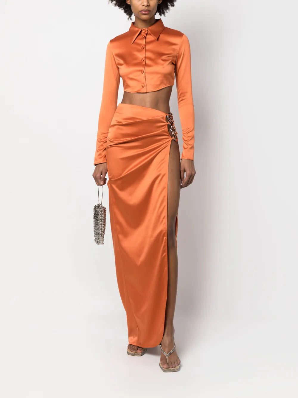 Cropped Satin Shirt