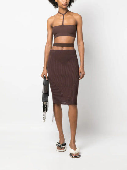 Ribbed-Knit Pencil Skirt