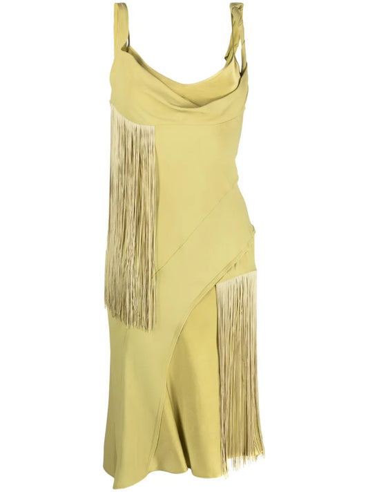 Fringe-Detail Sleeveless Dress
