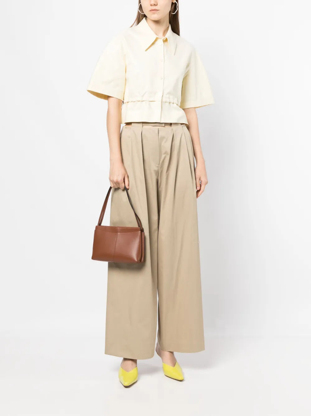 Cut-Out Pleated Palazzo Pants