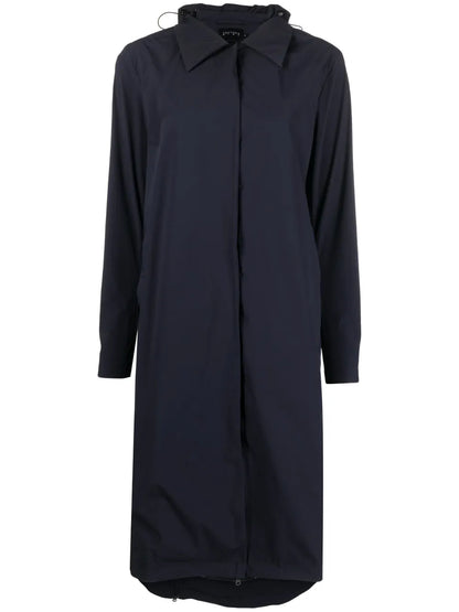 Classic-Collar Hooded Trench Coat