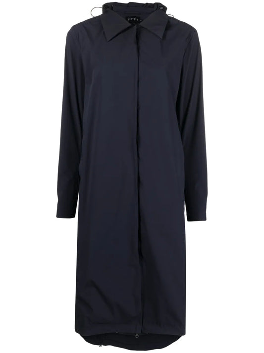 Classic-Collar Hooded Trench Coat