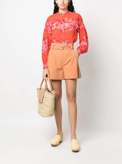 Belted High-Waist Shorts