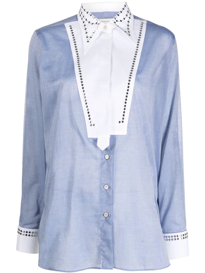 Stud-Embellished Bib Shirt