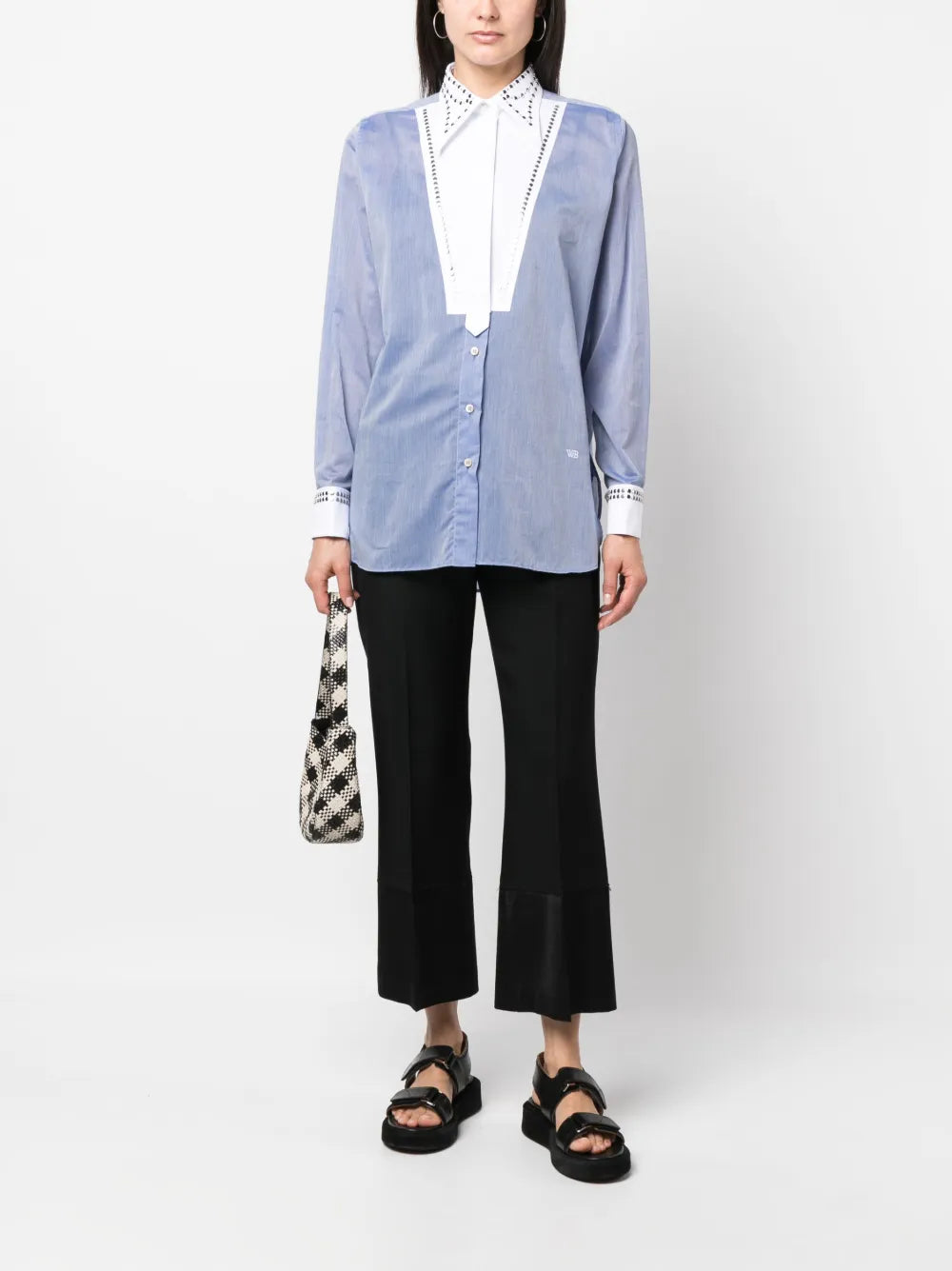 Stud-Embellished Bib Shirt