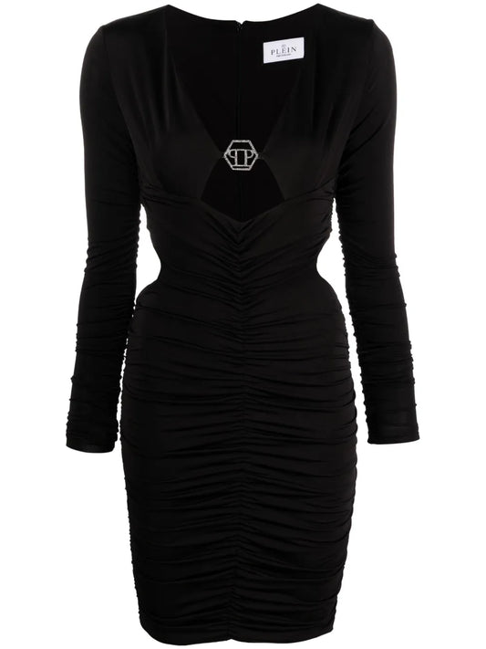 Logo-Plaque Ruched Minidress