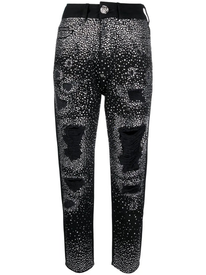 Crystal-Embellished Boyfriend Jeans