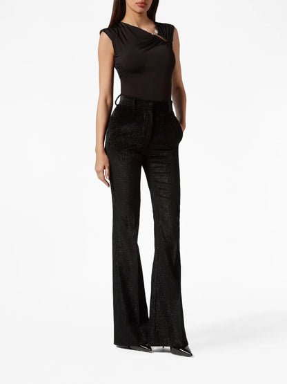 High-Waisted Corduroy Flared Trousers