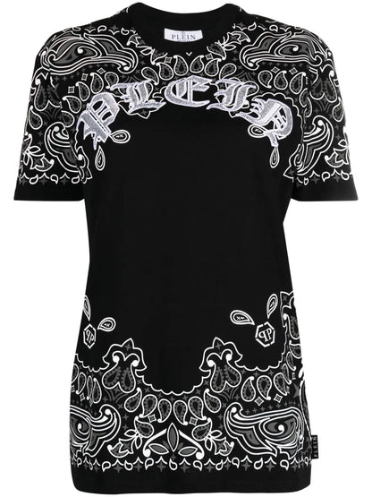 Paisley-Print Short -Sleeve T-Shirt