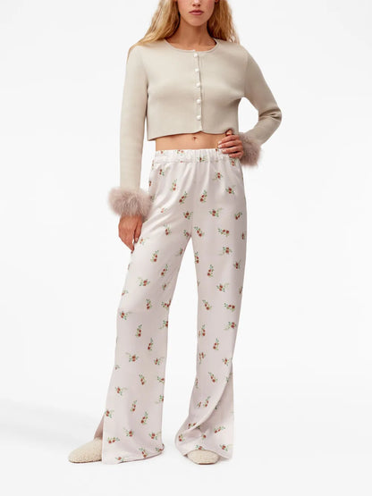 Feather-Trim Cropped Cardigan