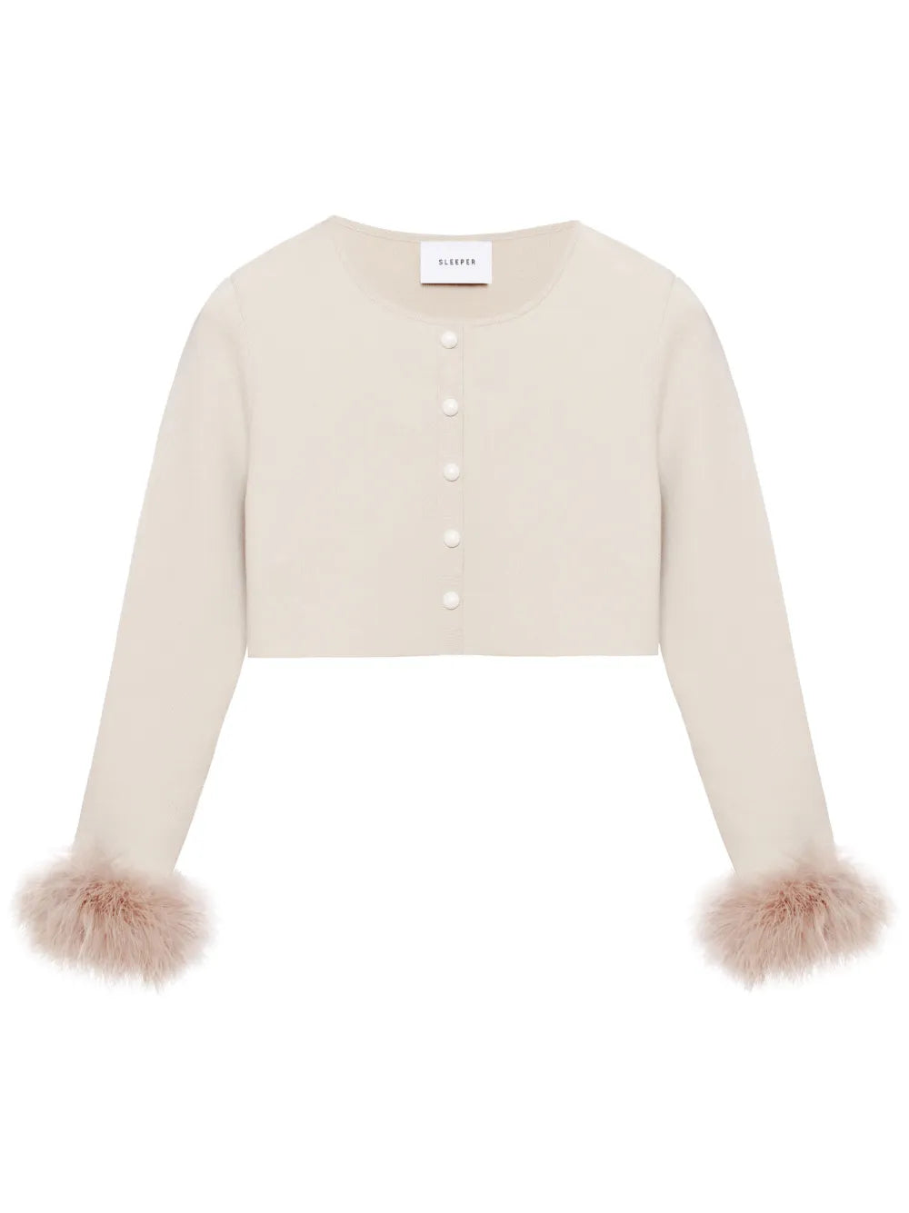Feather-Trim Cropped Cardigan