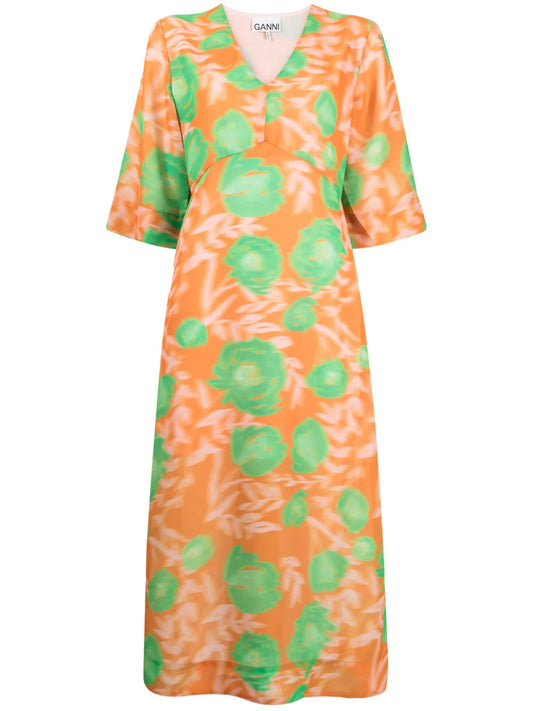 Floral-Print Midi Dress