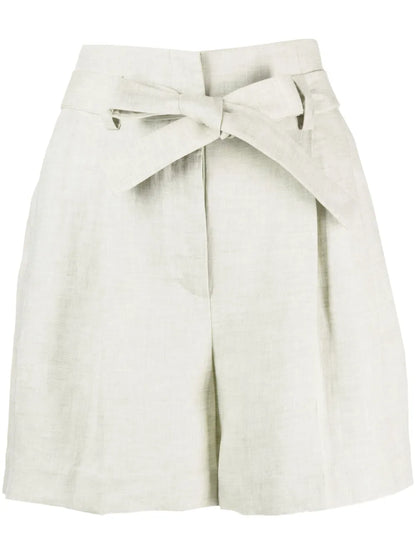 Tied-Waist Pleated Shorts