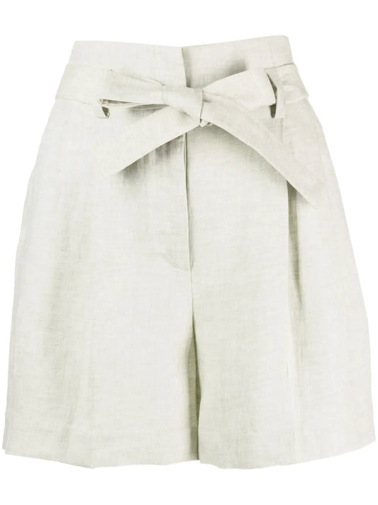Tied-Waist Pleated Shorts