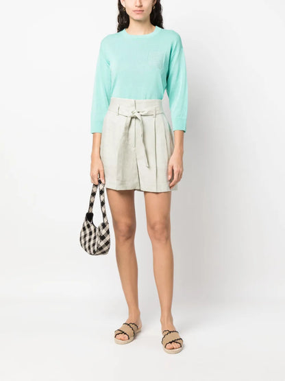Tied-Waist Pleated Shorts