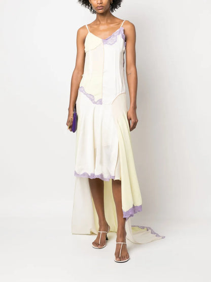 Lace-Detail Draped Dress
