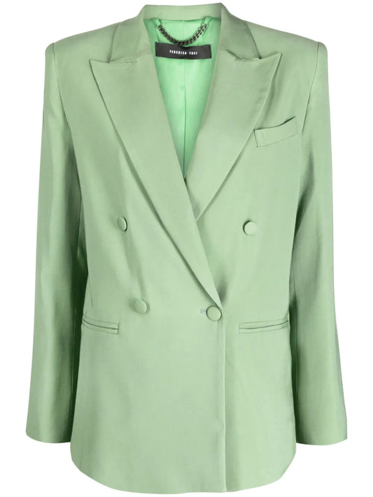 Peak-Lapels Double-Breasted Blazer