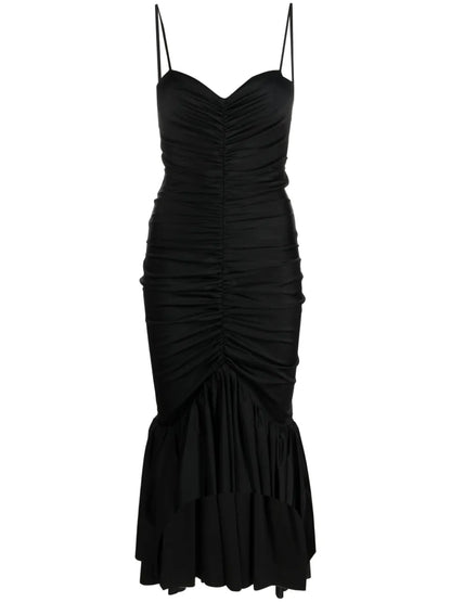 Draped Sleeveless Midi Dress