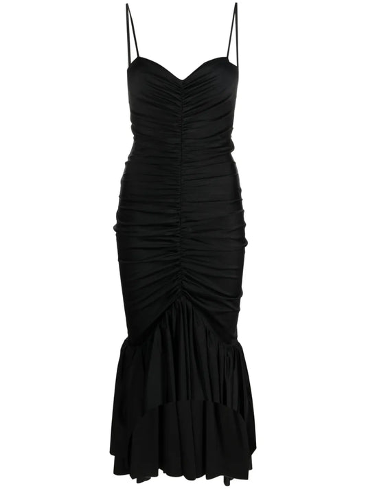 Draped Sleeveless Midi Dress