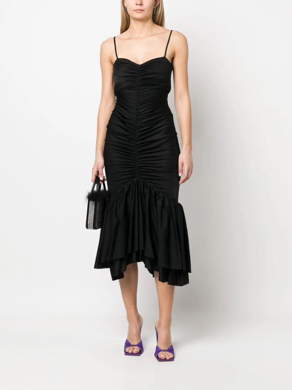 Draped Sleeveless Midi Dress